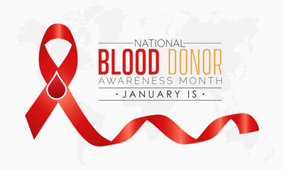 Vector banner template design concept of National Blood Donor Month observed on every January