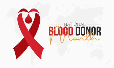 Vector banner template design concept of National Blood Donor Month observed on every January