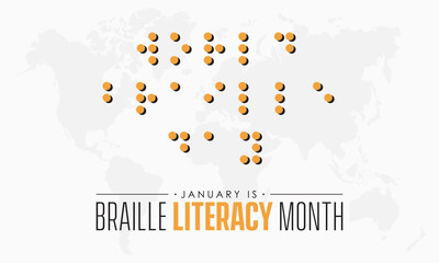 Vector banner template design concept of National Braille Literacy Month observed on every January