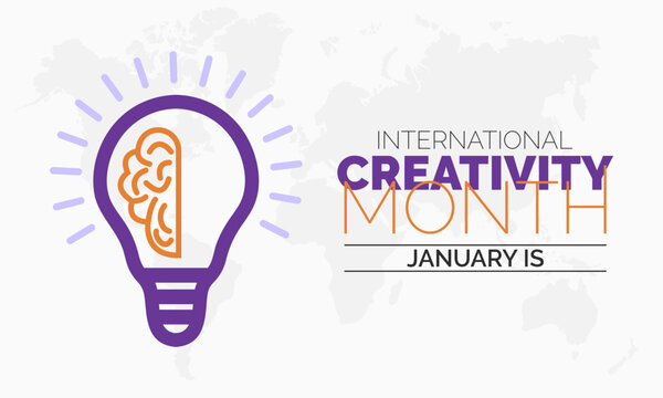 Vector banner template design concept of International Creativity Month observed on every January