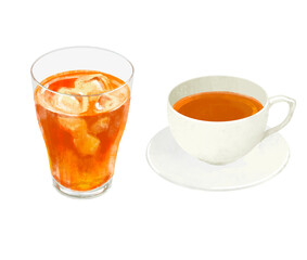 紅茶　アイス　ホット