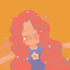 Cry girl, illustrator, sad girl, girl facial expression, emotion ,alone,Charactor,heart break