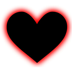 Black heart shape with red neon light 