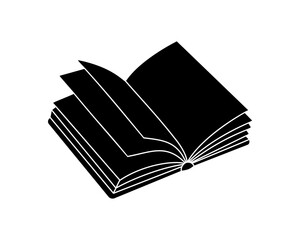 Open book silhouette. Education symbol. Book silhouette. Library, books shop icon. Vector illustration