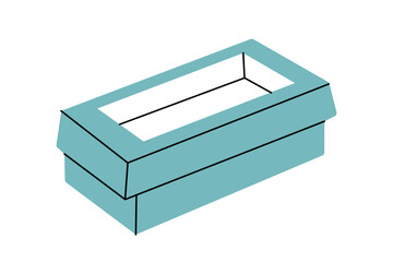 Empty cardboard box silhouette. Empty cardboard boxes for takeaway food symbol. Street food packaging. Isolated on white background.