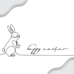 happy easter continuous drawing single line art