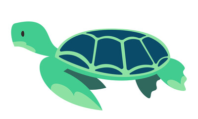 Sea turtle in flat style. Beautiful underwater inhabitant.