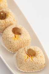 Winter Season Special Traditional Punjabi Mithai Til Bhugga Or Til Bugga Is Made Of Dry Roasted Sesame Seeds With Mava, Khoya, Jaggery, Mawa, Gud, Desi Ghee Is Enjoyed On Makar Sankranti and Lohri