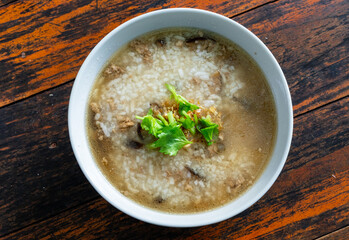 Boiler rich with ground pork in morning