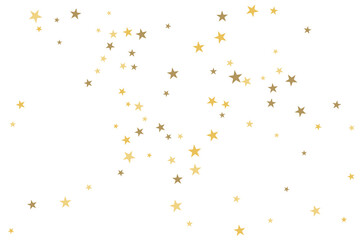 Star confetti. Gold casual confetti background. Bright design pattern.