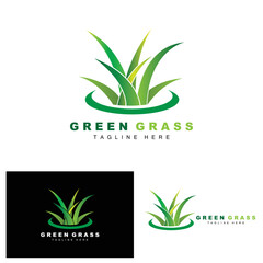 Green Grass Logo Design, Farm Landscape Illustration, Natural Scenery Vector