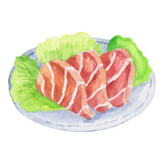 Sashimi. Fillet of red fish. Pieces of trout, salmon, tuna. Traditional Japanese dish. Asian cuisine