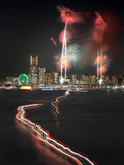 city fireworks at night
