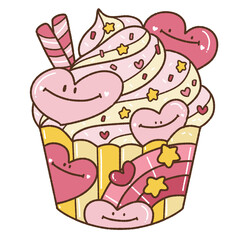 coffee mug sweets love valentine illustration