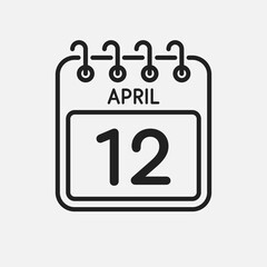 Icon page calendar day - 12 April