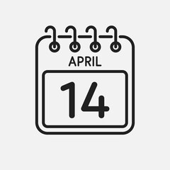 Icon page calendar day - 14 April