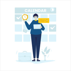Reminder deadline time management flat illustration