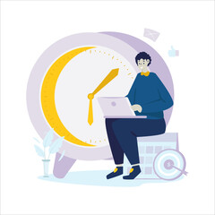 A man make plan for time management flat illustration