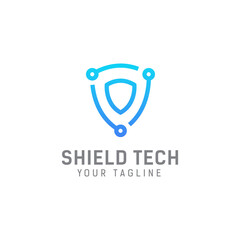 Technology shield logo template, technology icon design, shield logo for security data