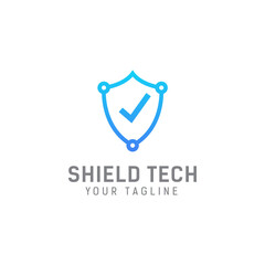 Technology shield logo template, technology icon design, shield logo for security data