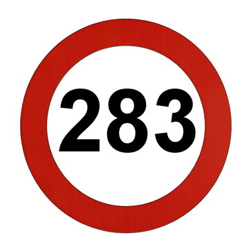Illustration des Stra&szlig;enverkehrszeichens "Maximale Geschwindigkeit 283 Kilometer pro Stunde"	
