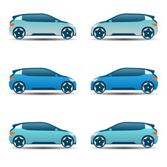 Vector banner with electric car.  Isolated electric car. Vector illustration. Modern SUV car. Side view of a crossover vehicle isolated on white background. Vector car icon for road traffic 