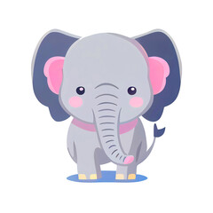 Cute elephant in flat cartoon illustration style (Generative AI)