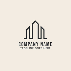 building architecture m line art logo vector design.