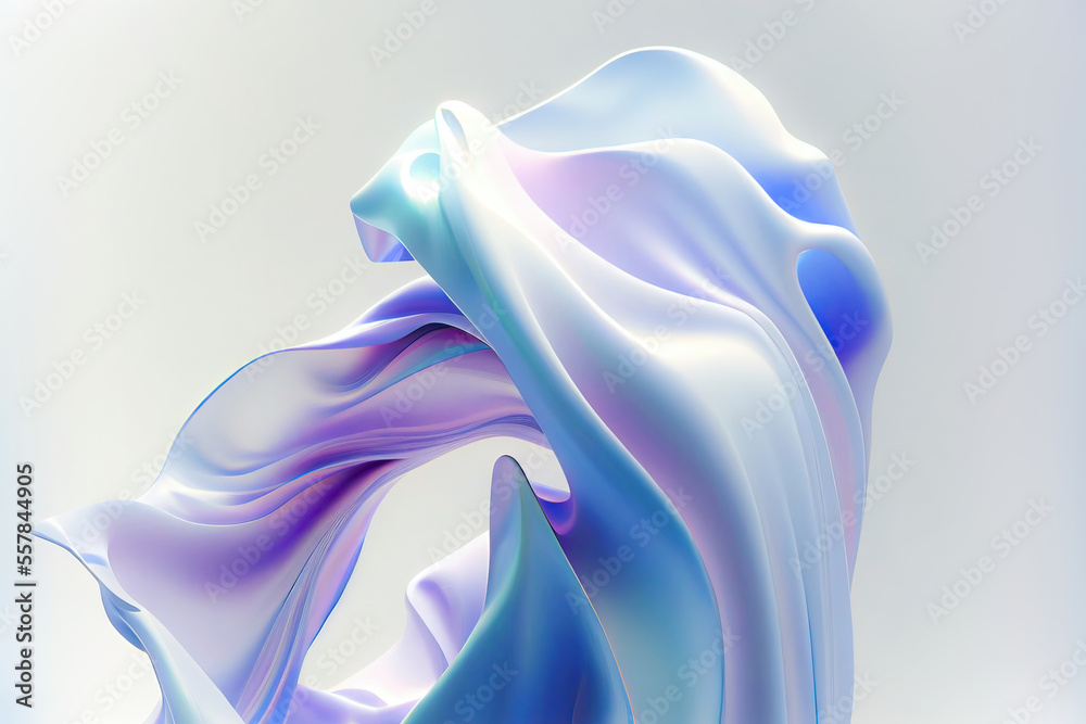 Wall mural Abstract fluid 3d render,flying silk cloth curtain,Abstract 3D Background,Digital fabric. Sci-fi background