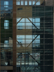 Glass facade building from outside. building facade. Residential and office building. American University of Armenia, Baghramyan Street 41. Yerevan.