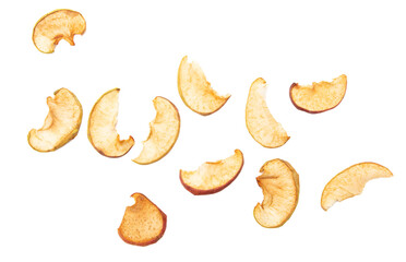 Dried apples isolated on white background.