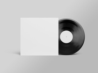 Vinyl and Cover Mockup Standing on a Clean White Background Front view