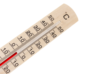Thermometer aus Holz 0 Grad Celsius   Hintergrund transparent PNG cut out