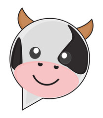 Cute Calf Character in Speech Bubble