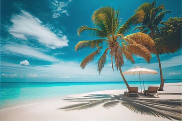 Obraz na płótnie Canvas Stunning beach landscape on a tropical island - generative ai