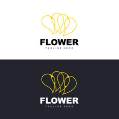 Flower Logo, Flower Garden Design With Simple Style Vector Product Brand, Beauty Care, Natural