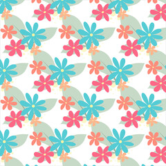 Seamless pattern with flowers on white background. Vector illustration.