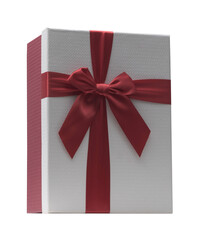 Beautiful Christmas gift with decorative red ribbon