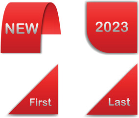 New Label. First Label. Last Label. Red label. New, 2023, First, Last Label.