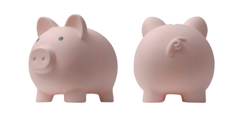Cute piggy bank: saving money concept