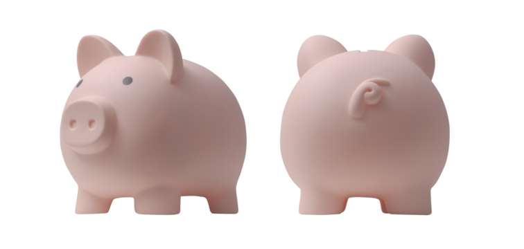 Cute piggy bank: saving money concept