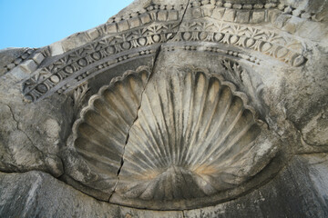 Artifact in Theatre of Perge Ancient City in Antalya, Turkiye