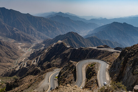 Saudi Arabia, Asir, Abha, Mountain pass in Al Souda mountains