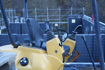 Bulldozer driving seat close up
