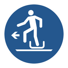ISO 7010 M050 — exit sled-toboggan to the left