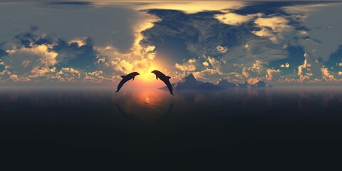 archipelago, sea bay, HDRI, environment map , Round panorama, spherical panorama, equidistant projection, 360 high resolution panorama 
3d rendering,  