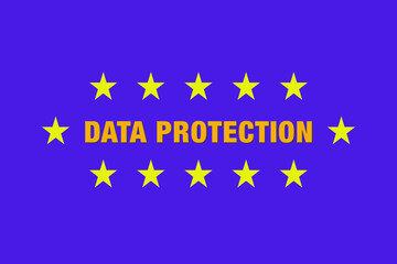 The law data protection regulation DSGVO as logo with stars and straight font as vector file