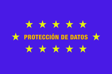 La ley de protección de datos DSGVO como logotipo con estrellas y fuente recta como archivo vectorial