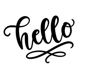 Hello hand drawn lettering, modern calligraphy