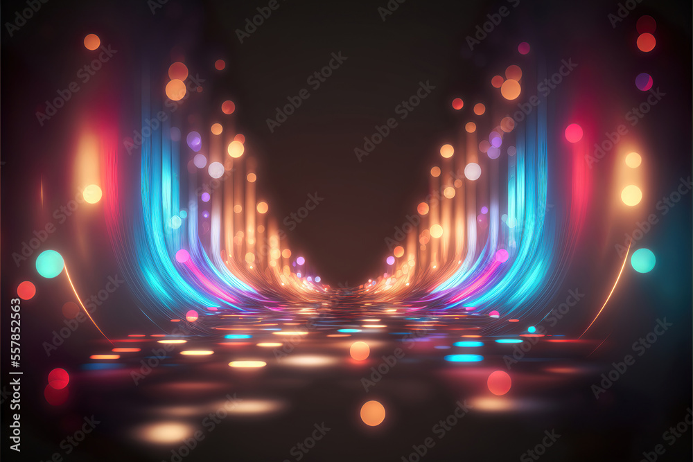 Canvas Prints abstract background with colorful glowing light and light trails, generative ai